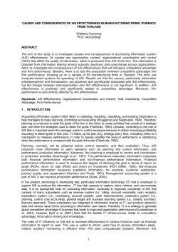 Accounting information system (AIS) effectiveness and firm