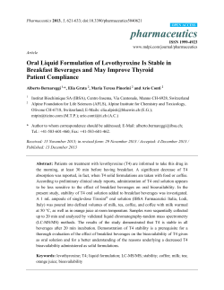 Oral Liquid Formulation of Levothyroxine Is Stable in