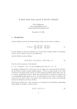 A short brute force proof of Jacobi`s Identity