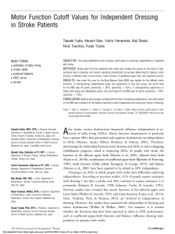 Motor Function Cutoff Values for Independent Dressing in Stroke
