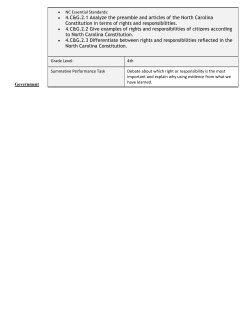 Rights and Responsibilities as Citizens of North Carolina