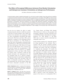 The Effect of Perceptual Differences between Firm Market Orientation