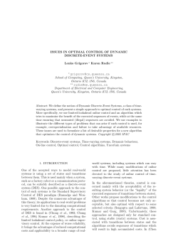 ISSUES IN OPTIMAL CONTROL OF DYNAMIC DISCRETE