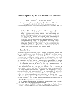 Pareto optimality in the Roommates problem