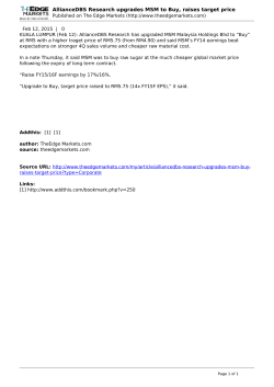 AllianceDBS Research upgrades MSM to Buy, raises target price