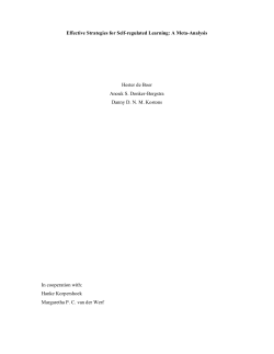 Effective Strategies for Self-regulated Learning
