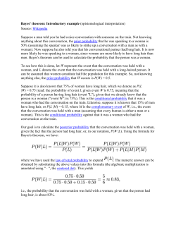 Bayes` theorem: Introductory example (epistemological