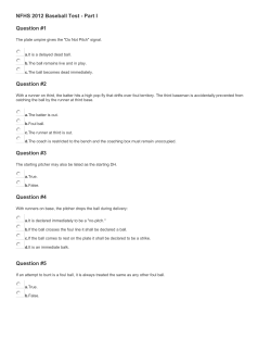 NFHS 2012 Baseball Test - Part I Question #1 The plate umpire