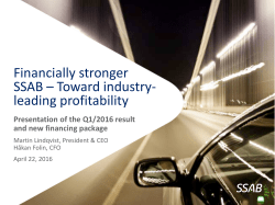 Financially stronger SSAB – Toward industry