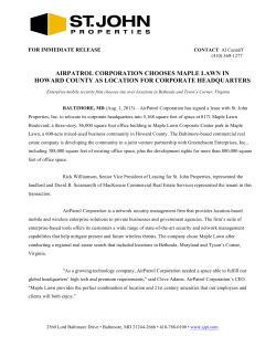 AIRPATROL CORPORATION CHOOSES MAPLE LAWN IN