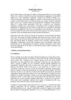 1 Social Choice Theory Christian List Social choice theory is