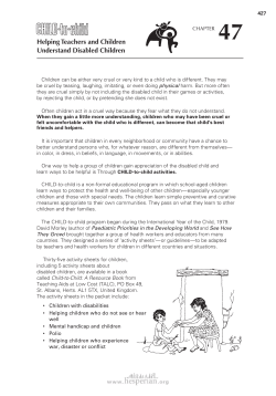 Helping Teachers and Children Understand Disabled Children