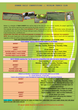 Summer Junior Coaching Programme at WICKLOW LTC
