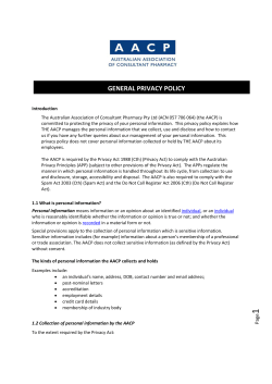general privacy policy - Australian Association of Consultant Pharmacy