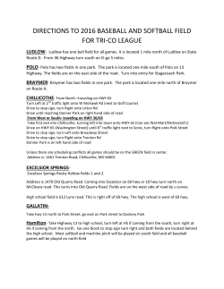 directions to 2016 baseball and softball field for tri-co league