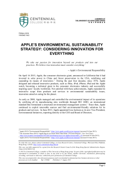 Apple`s Environmental Sustainability Strategy: Considering