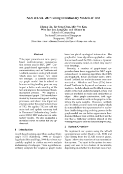 NUS at DUC 2007: Using Evolutionary Models of