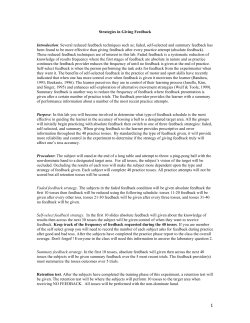 Strategies in Giving Feedback Introduction: Several reduced