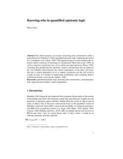Knowing-who in quantified epistemic logic - Maria Aloni