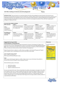 Peaceful Playgrounds Implementation Unit Stage 3