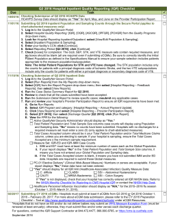 Q2 2016 Hospital Inpatient Quality Reporting (IQR) Checklist