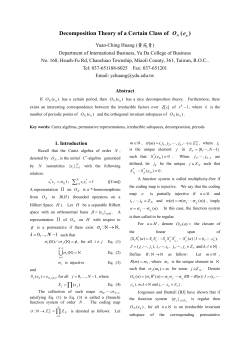 Decomposition Theory of a Certain Class of ( )