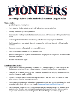 2016 High School Girls Basketball Summer League Rules