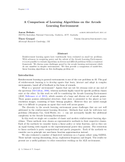 A Comparison of Learning Algorithms on the Arcade