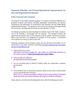 Proposed Schedule and Process/Operational