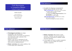 Profit Maximization in Competitive Markets