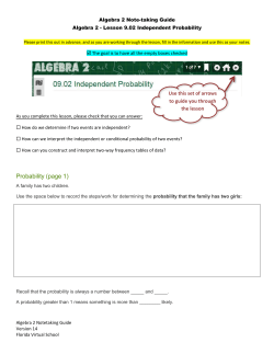 Algebra 2 - Lesson 9.02 Independent Probability