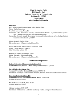 Mimi Benjamin, Ph.D. 206 Stouffer Hall Indiana University of