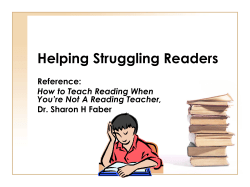 Helping Struggling Readers - Support for partner SCITTs