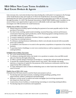 SBA Offers New Loan Terms Available to Real Estate Brokers