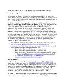 COMMERCIAL SALMON ALLOCATION FRAMEWORK UPDATE