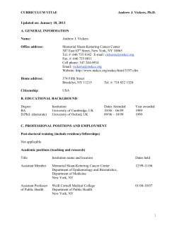 Staff Member CV - Memorial Sloan Kettering Cancer Center