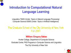 p(race | Verb) p(Noun | TO) - Hunter College