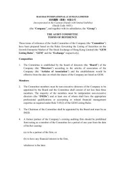 Terms of Reference of Audit Committee