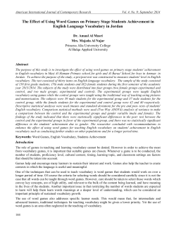 The Effect of Using Word Games on Primary Stage Students