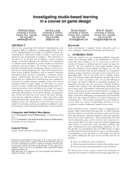 Investigating studio-based learning in a course on game design