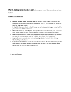 March- Eating for a Healthy Heart- knowing how to read