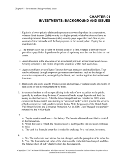 Chapter 01 - Investments: Background and Issues Chapter 01
