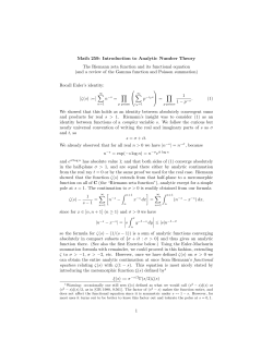 Math 259: Introduction to Analytic Number Theory The Riemann zeta