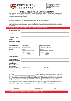 Field Trip Medical Disclosure and Authorisation