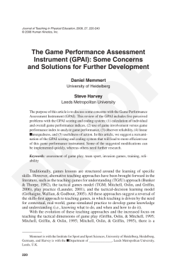 The Game Performance Assessment Instrument (GPAI): Some