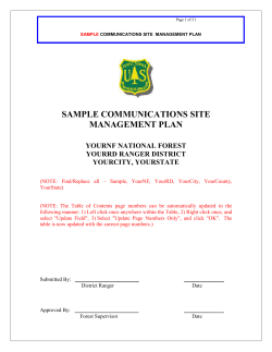 SAMPLE CommunicationS Site management plan