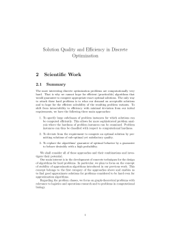 Solution Quality and Efficiency in Discrete Optimization 2 Scientific