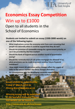 Economics Essay Competition Open to all students in