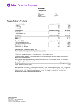 Price list Access Network Products