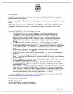 County Coaches, ASA wants to make sure that all county coaches
